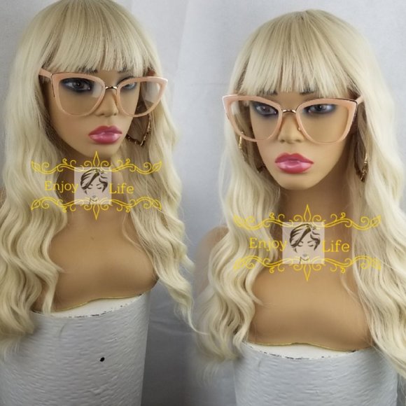 Sexy Blonde body wave bang human hair wig